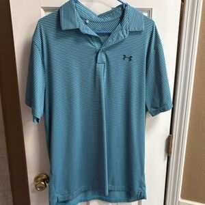Under Armour Men's Aqua/Gray Striped Polo